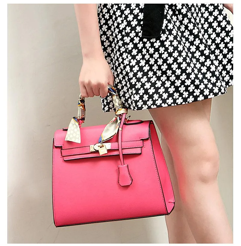 Stunning Padlock Birkin Inspired With Scarf - Black