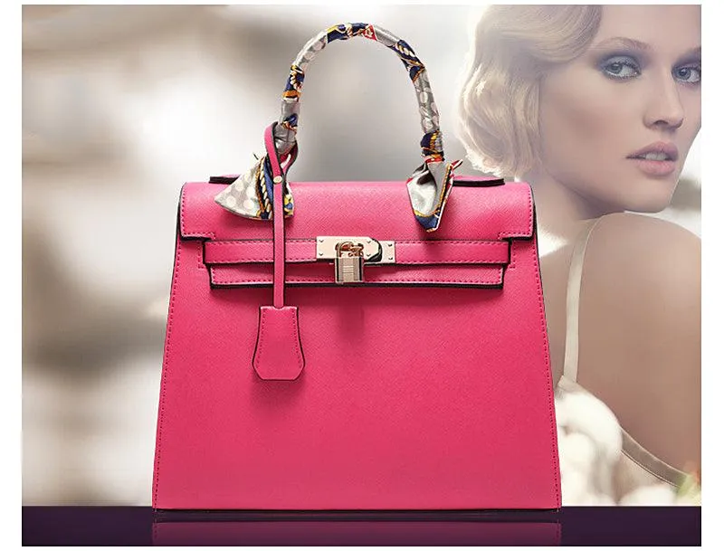 Stunning Padlock Birkin Inspired With Scarf - Black