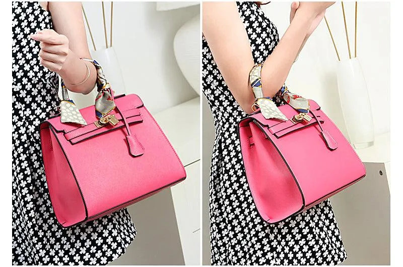 Stunning Padlock Birkin Inspired With Scarf - White