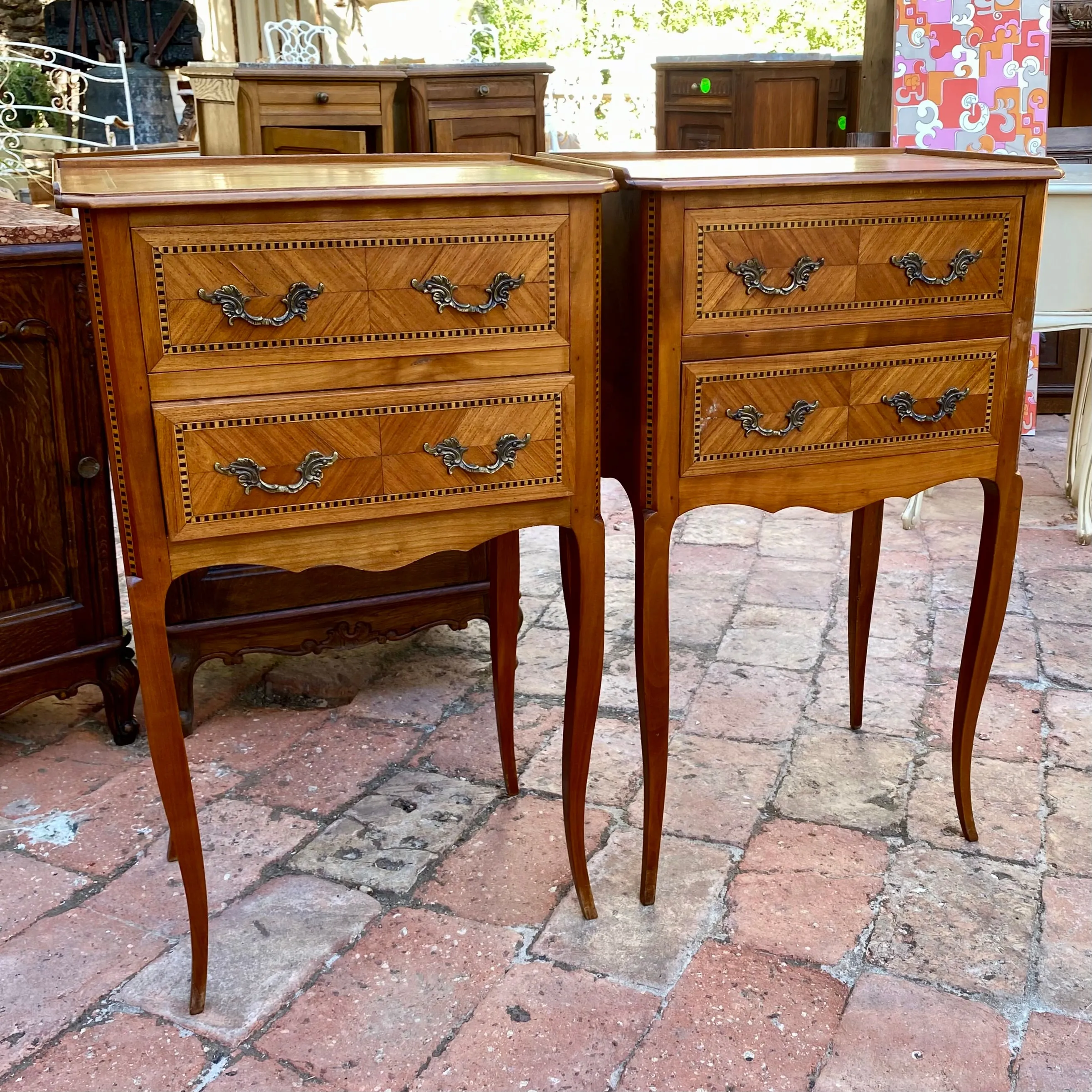 Stunning Pair of Antique Cherry Wood Bedside Pedestals - SOLD