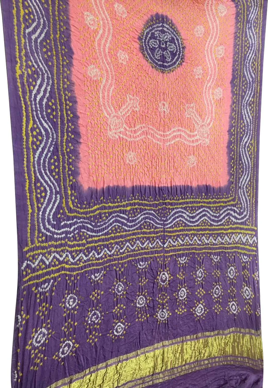 Stunning Pink & Purple Bandhani Silk Dupatta
