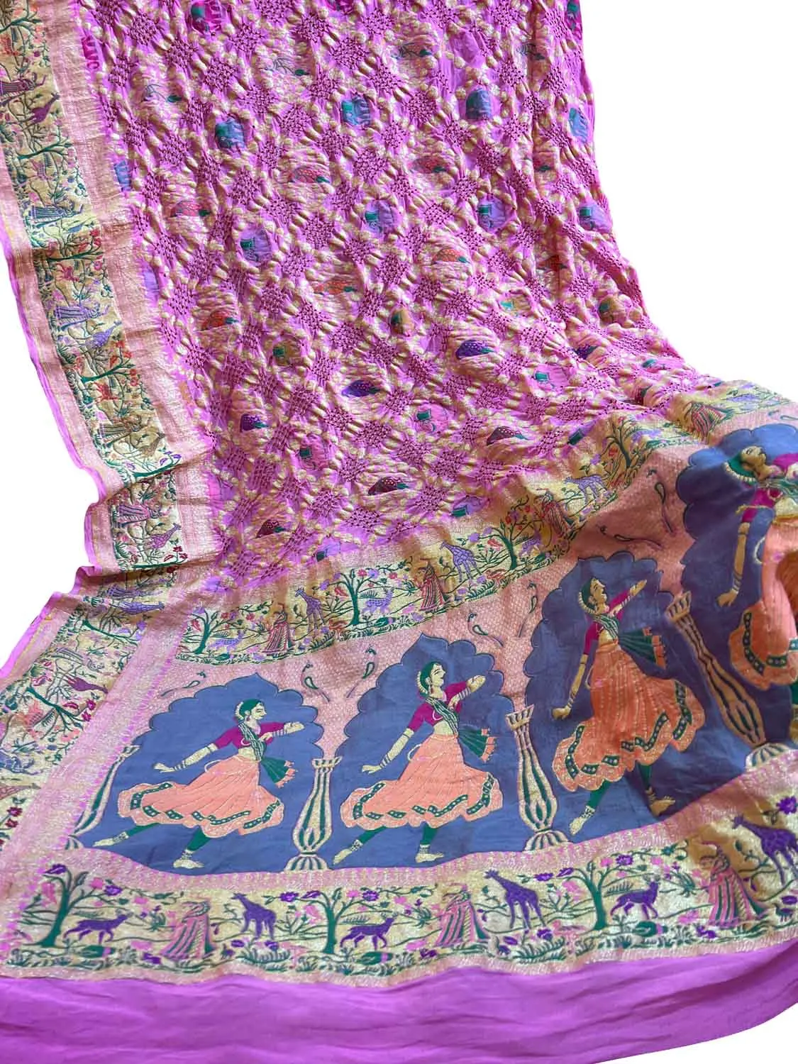 Stunning Pink Banarasi Bandhani Georgette Dupatta: A Timeless Beauty