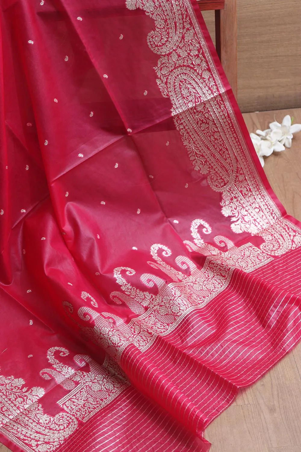 Stunning Pink Banarasi Organza Silk Dupatta