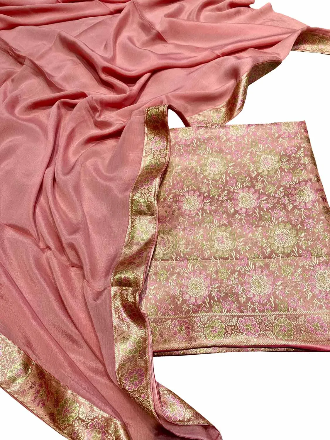 Stunning Pink Banarasi Tanchui Silk Suit Set