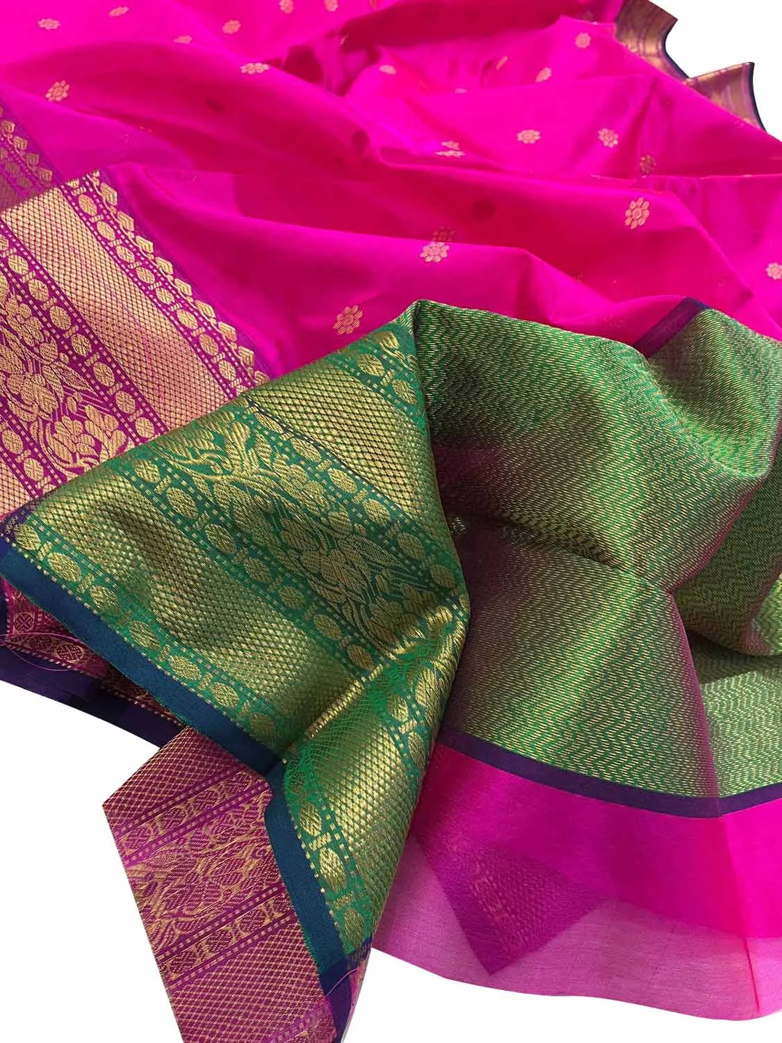 Stunning Pink Chanderi Handloom Silk Saree