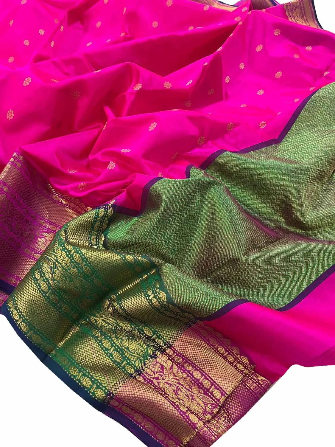 Stunning Pink Chanderi Handloom Silk Saree