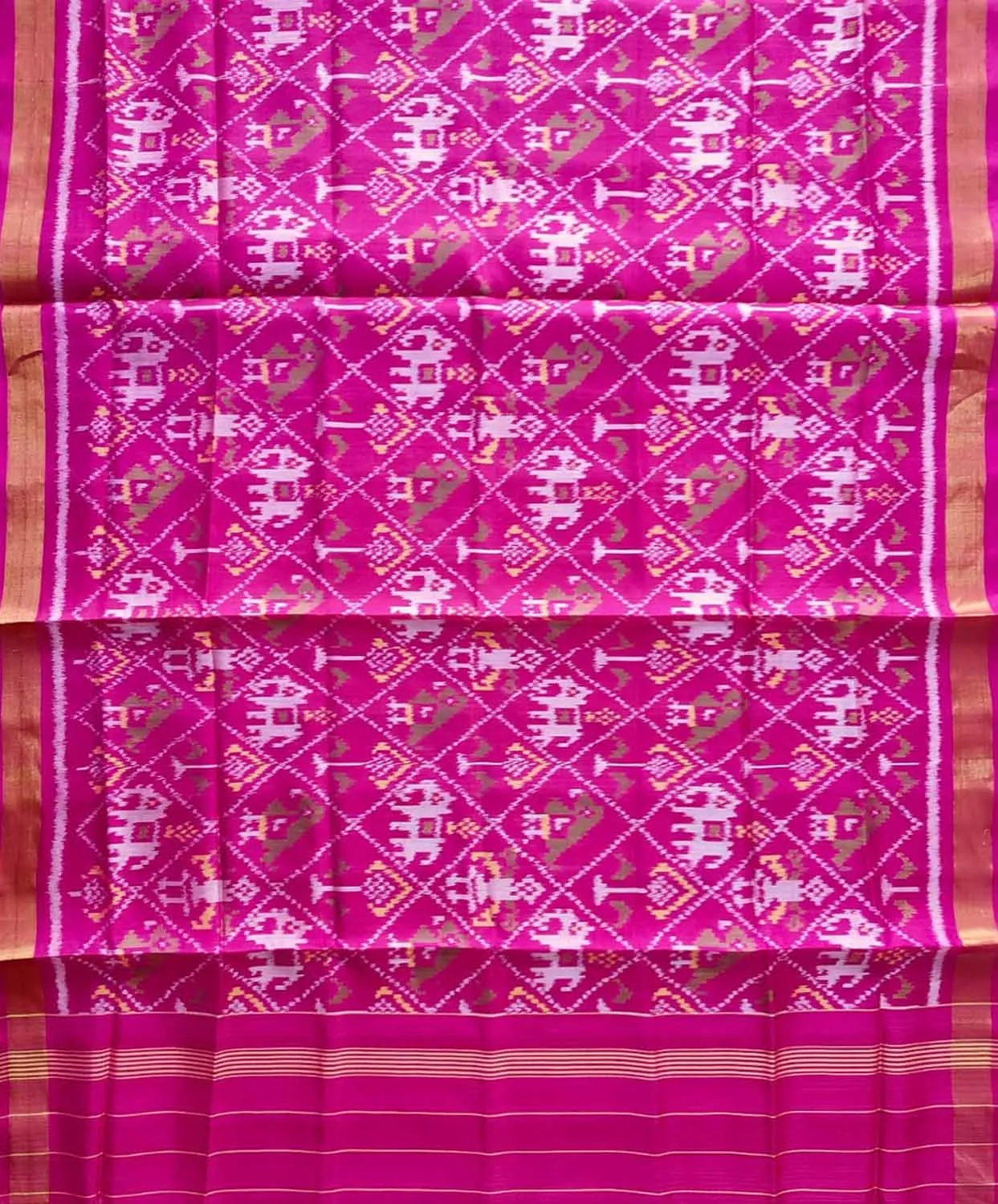 Stunning Pink Patola Handloom Silk Dupatta