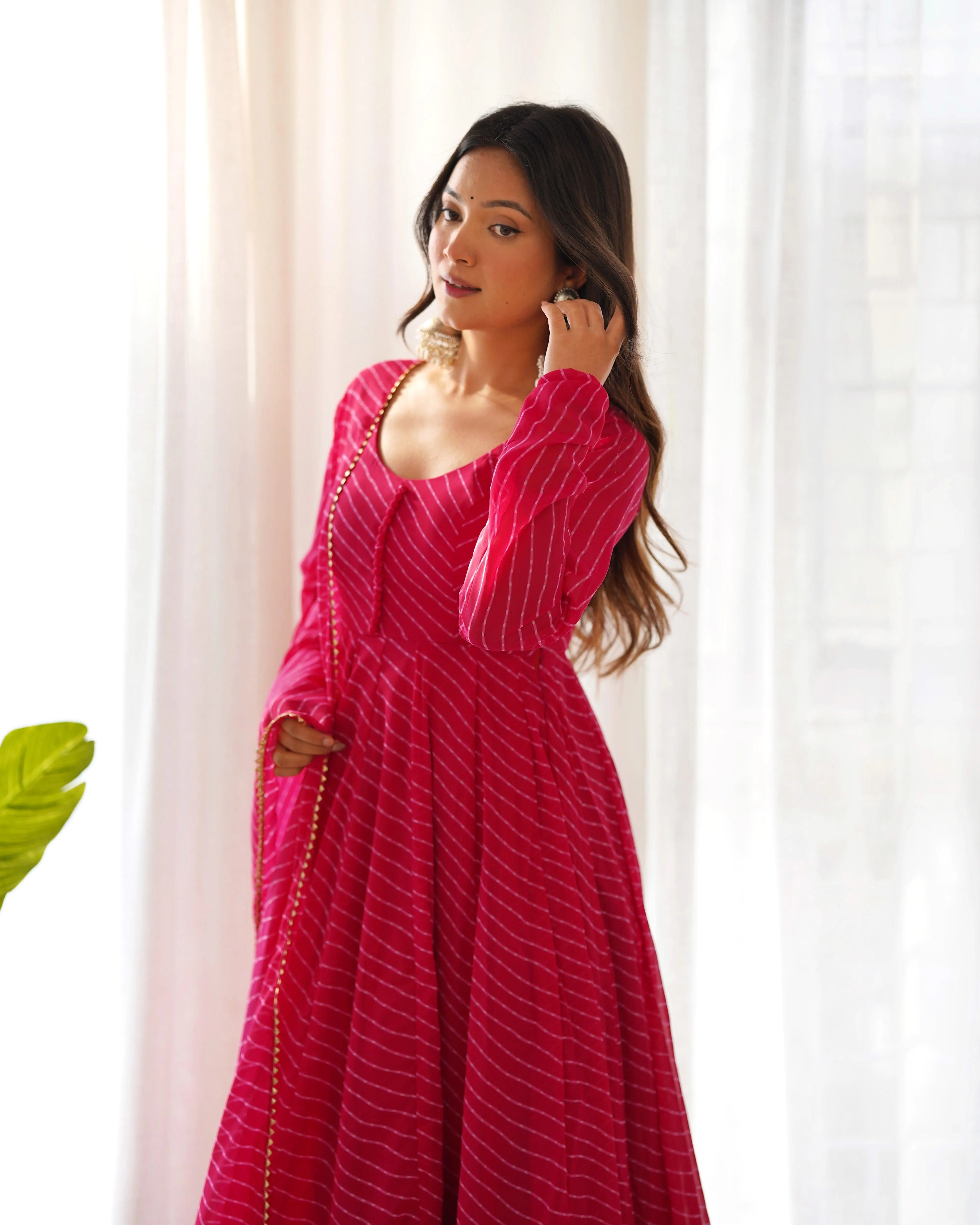 Stunning Pure Faux Georgette Fully Stitched Anarkali Pant Suit