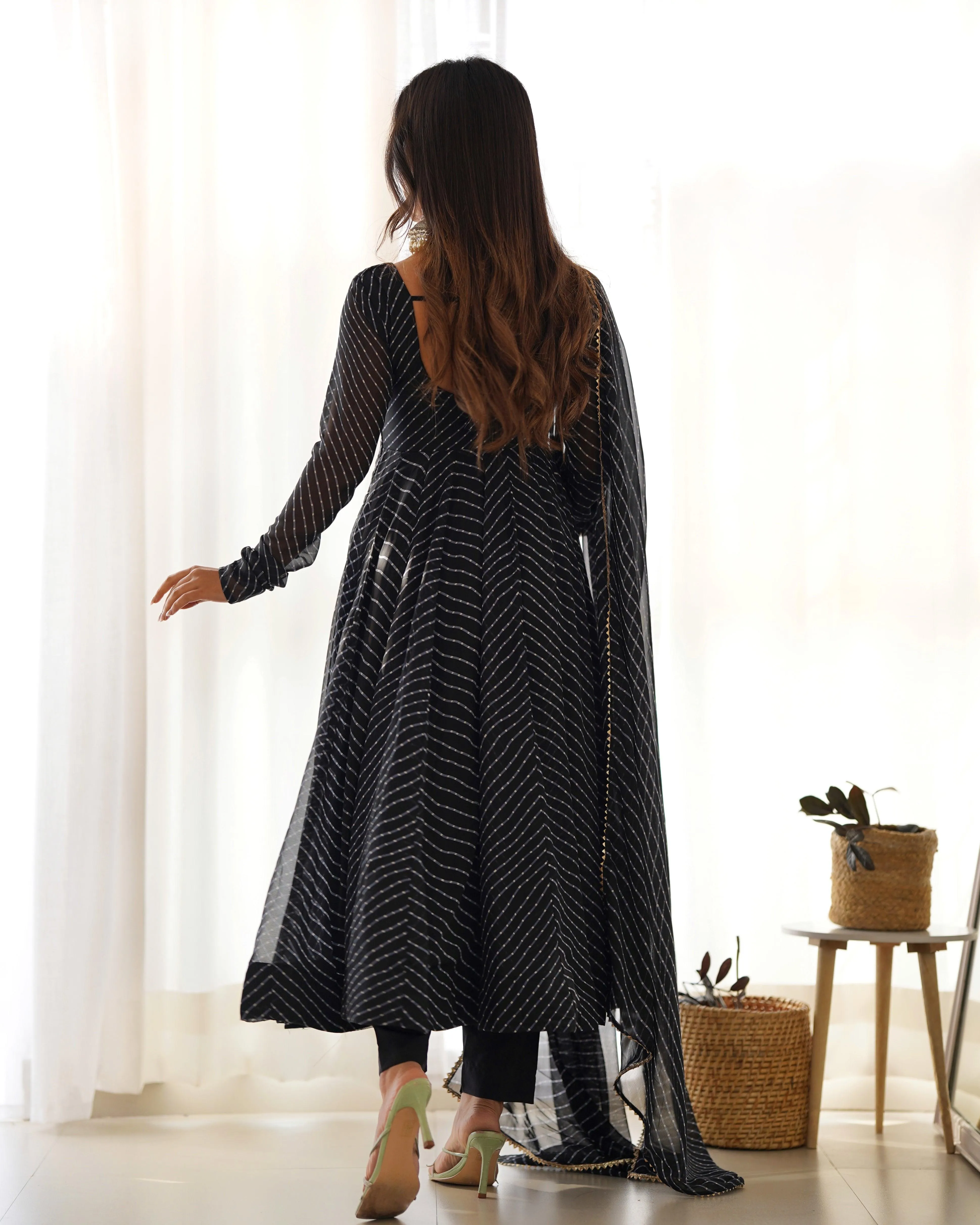 Stunning Pure Faux Georgette Fully Stitched Anarkali Pant Suit