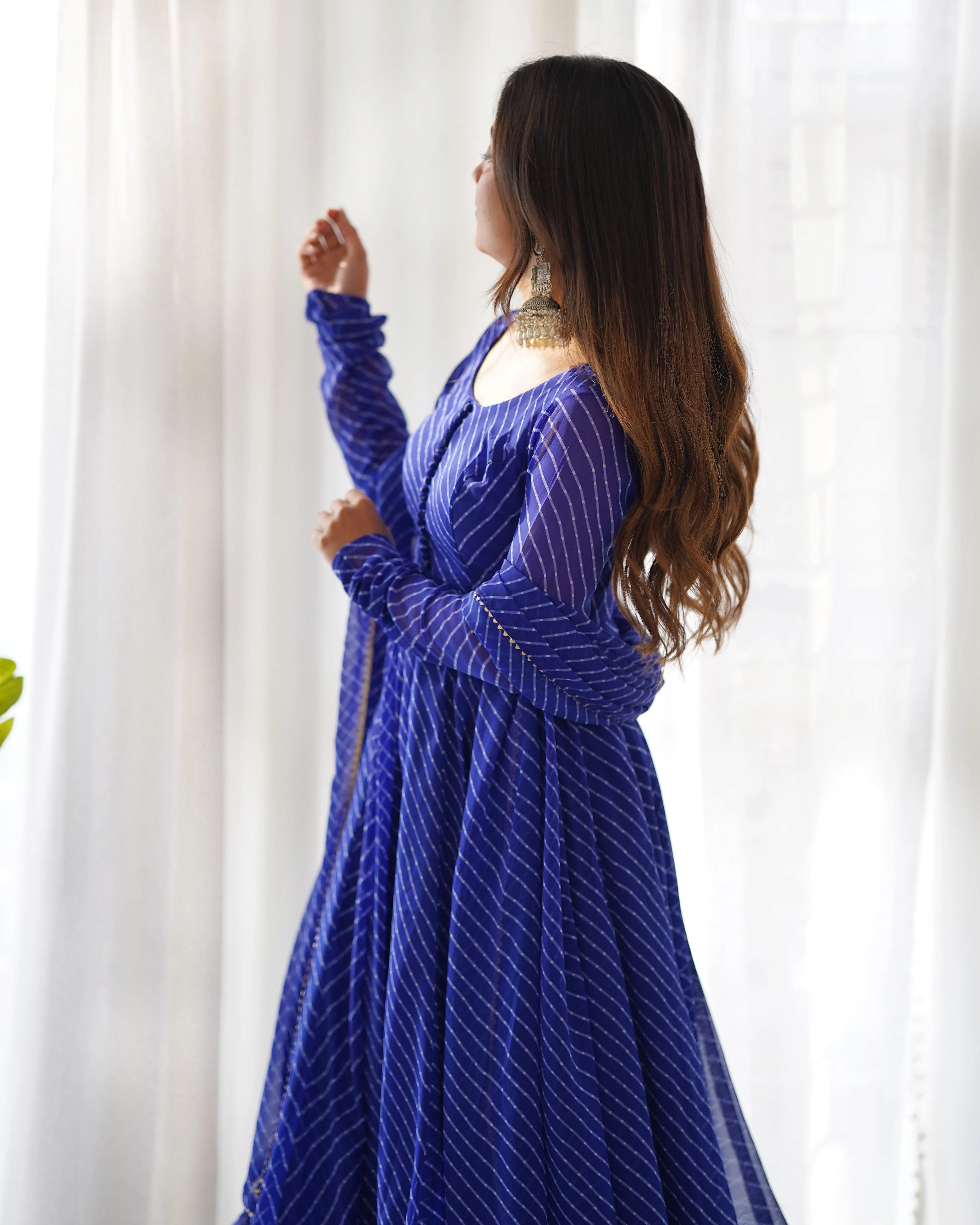 Stunning Pure Faux Georgette Fully Stitched Anarkali Pant Suit