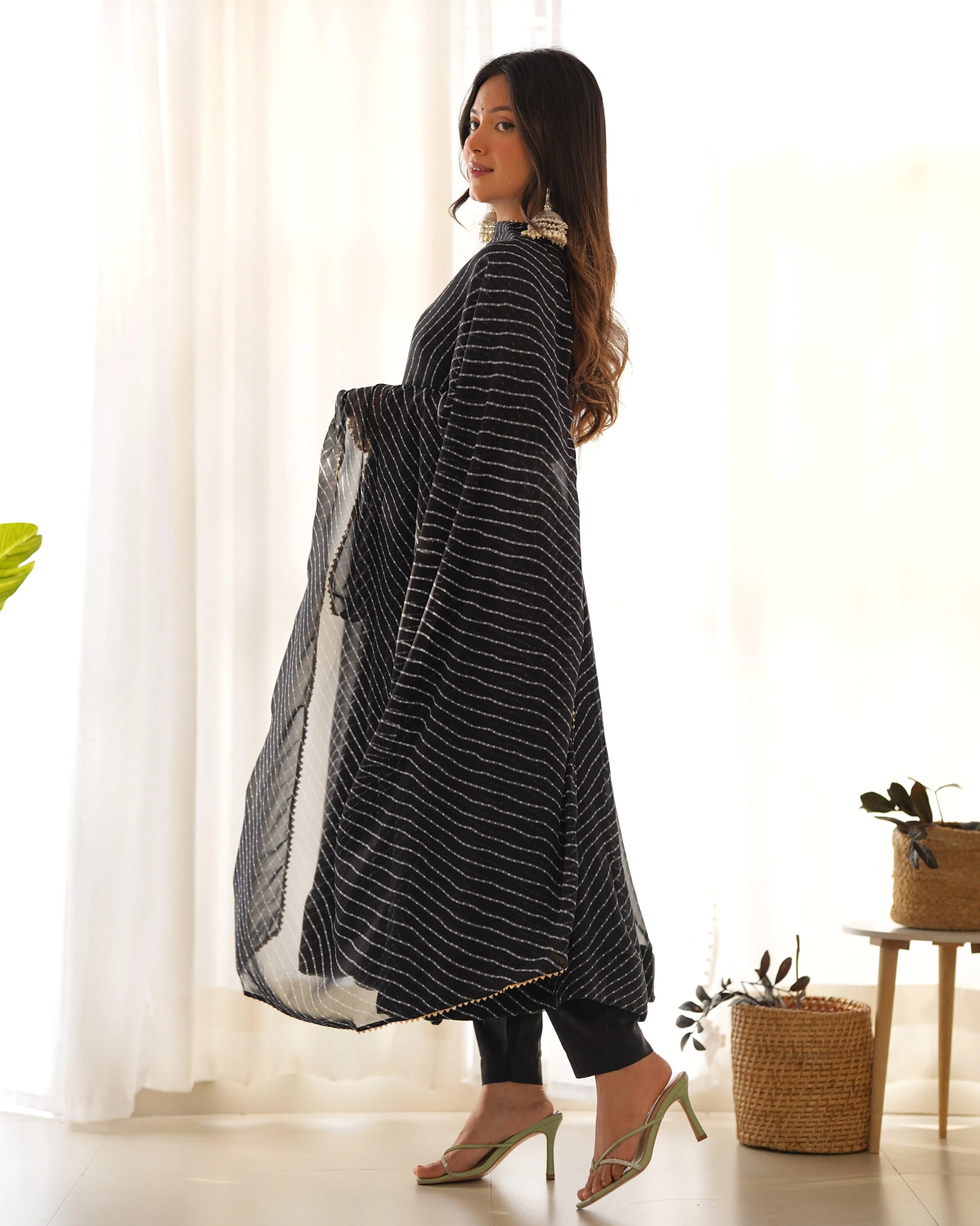 Stunning Pure Faux Georgette Fully Stitched Anarkali Pant Suit