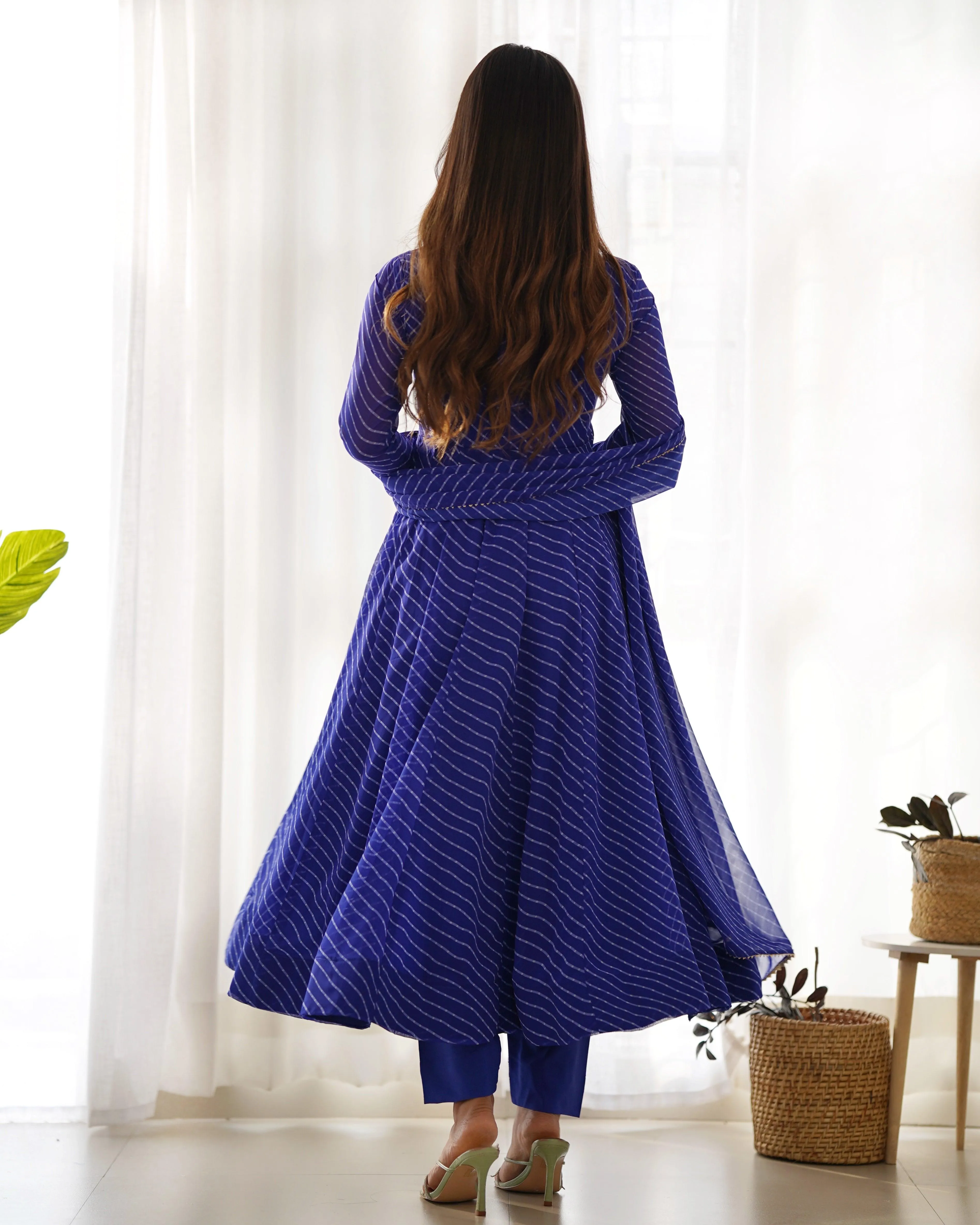 Stunning Pure Faux Georgette Fully Stitched Anarkali Pant Suit