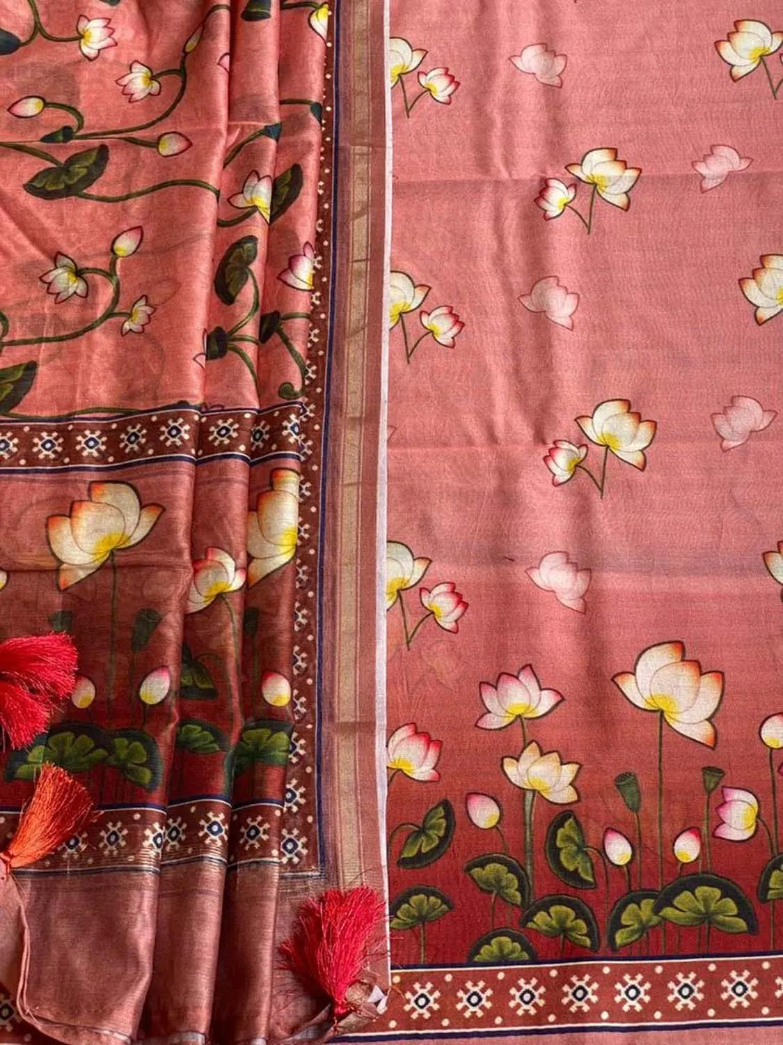 Stunning Red Banarasi Cotton Suit with Pichwai Design
