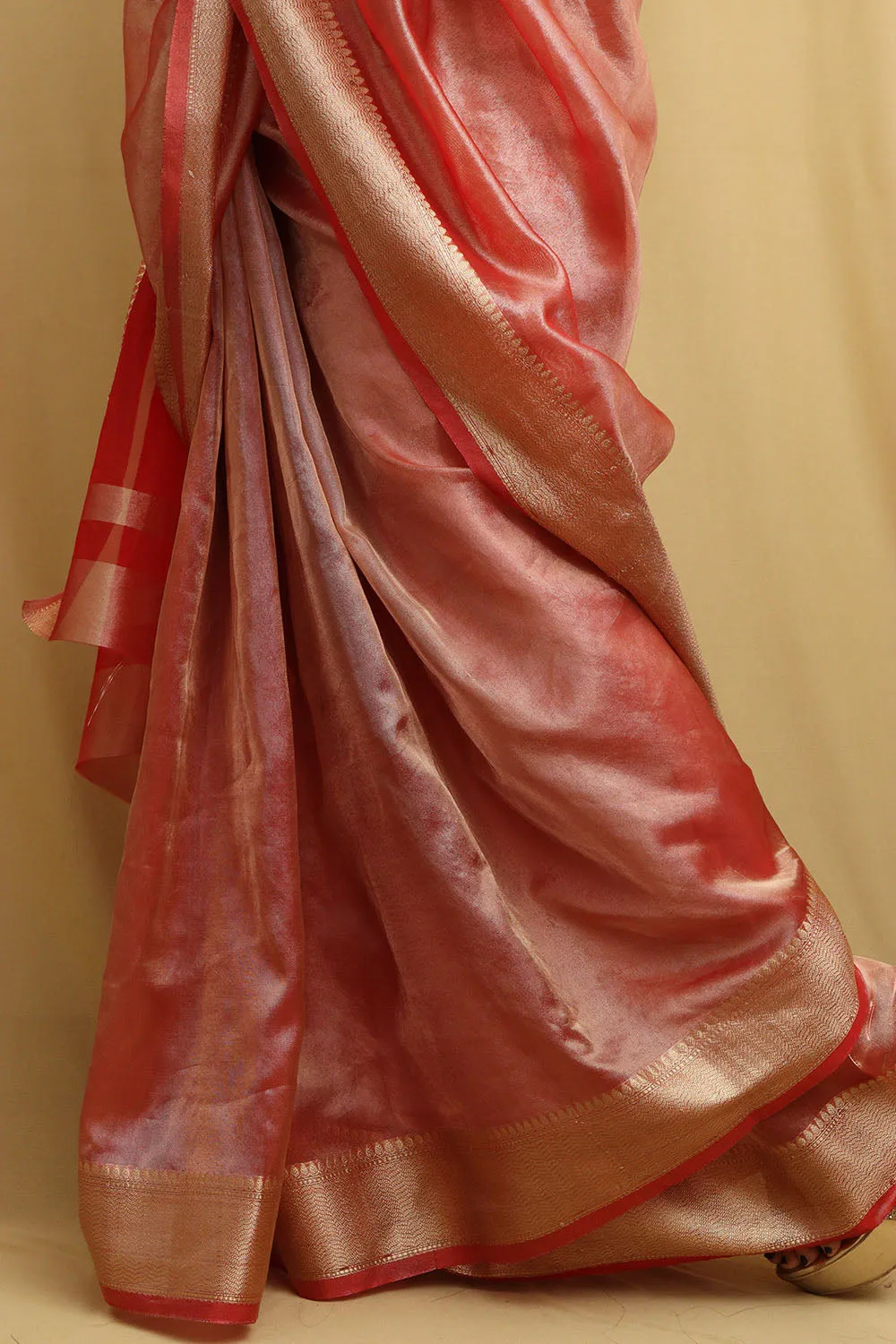 Stunning Red Banarasi Tissue Saree: Ideal for Events