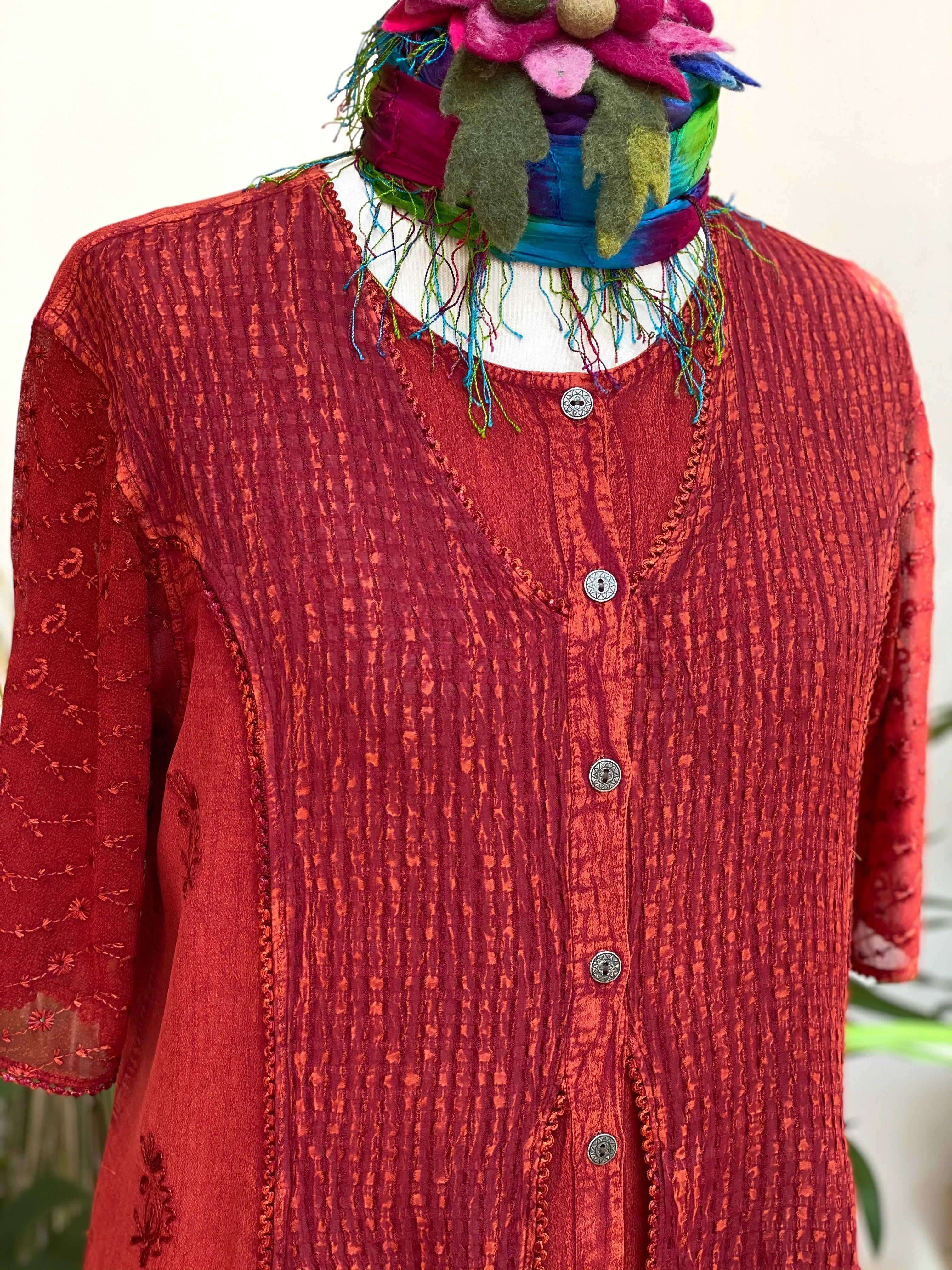 STUNNING RUST KAYSHA BLOUSE / SHIRT XL