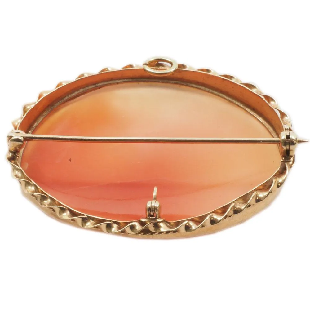Stunning Shell Cameo Pendant Brooch 14K
