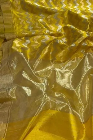 Stunning Yellow Chanderi Silk Saree - Handloom Beauty