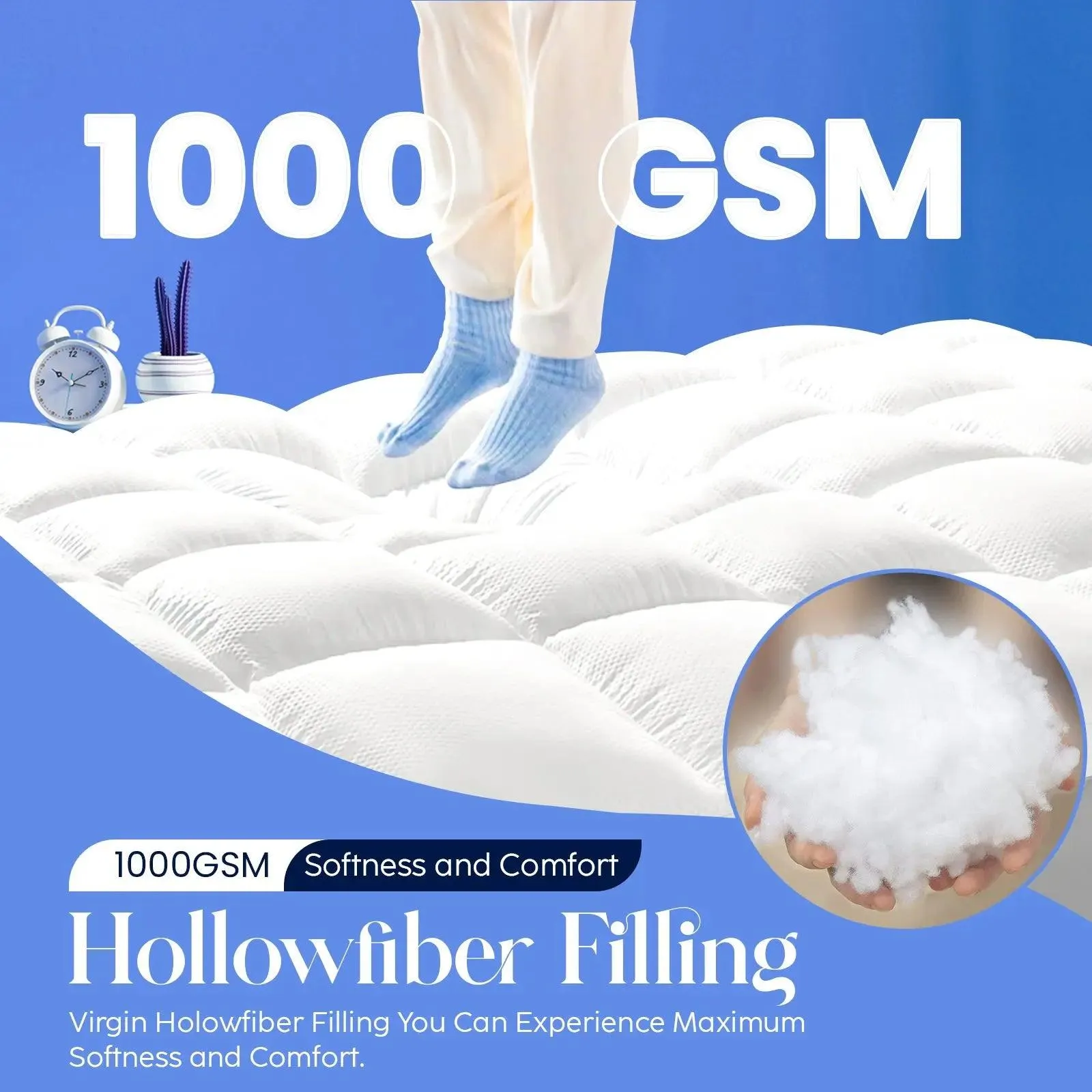 Super King Mattress Topper 10CM Extra Thick with 1000GSM Filling Fiber | 180 cm x 200