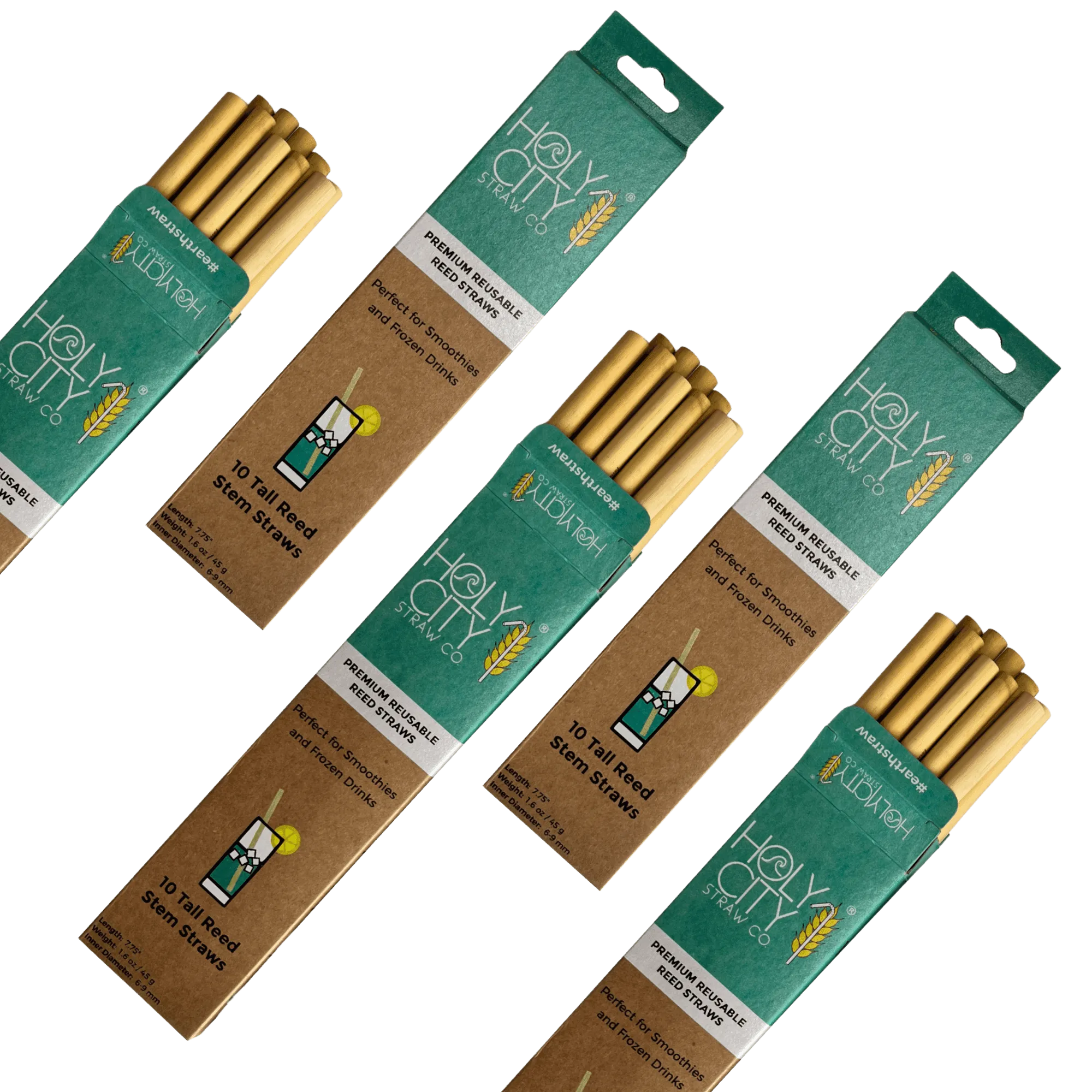 Tall Reusable Reed Straw Bundle - 5 Pack