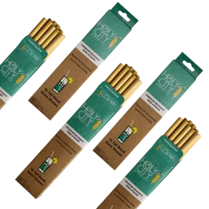 Tall Reusable Reed Straw Bundle - 5 Pack