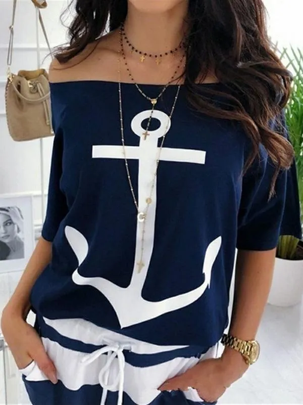 TastyHottie - Stunning Off Shoulder Printed T-shirt Top
