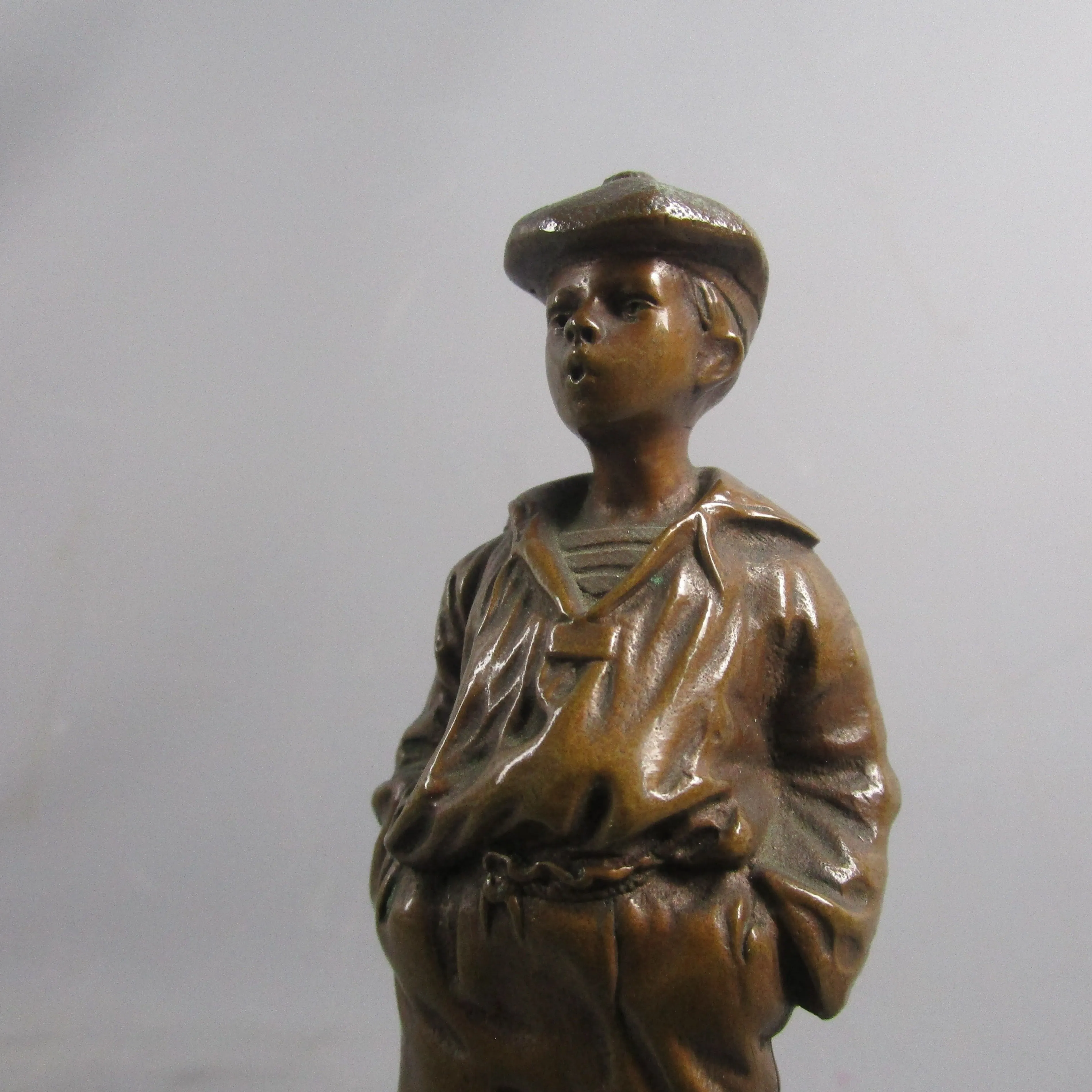 Top Quality Bronze Whistling Boy Signed Antique Victorian c1880