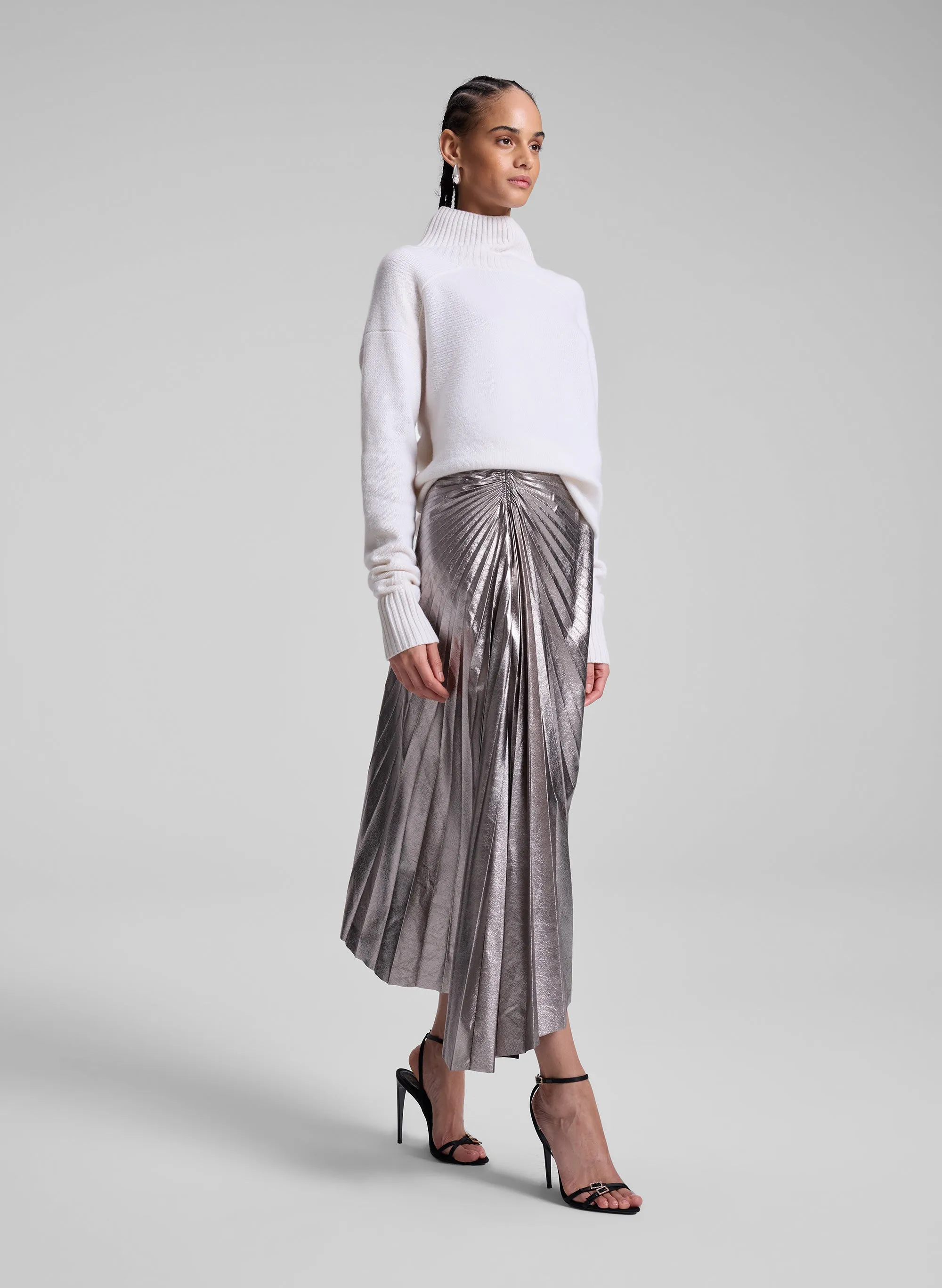 Tracy Metallic Vegan Leather Skirt