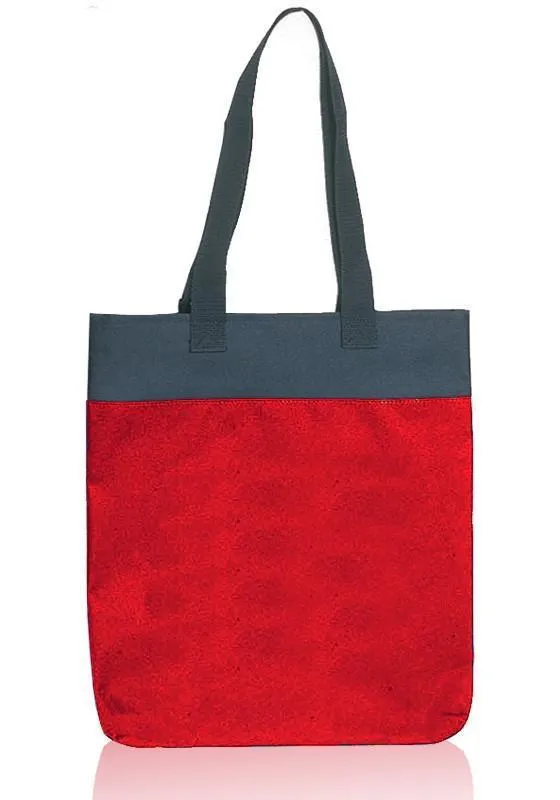 Two Tone Polyester Tote Bags With Long Handles