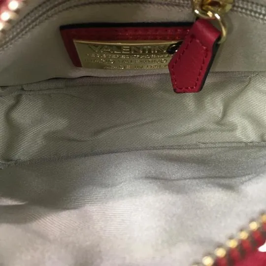 Valentino Women's Quilted Crossbody Bag Logo Details Red Color Sz Mini