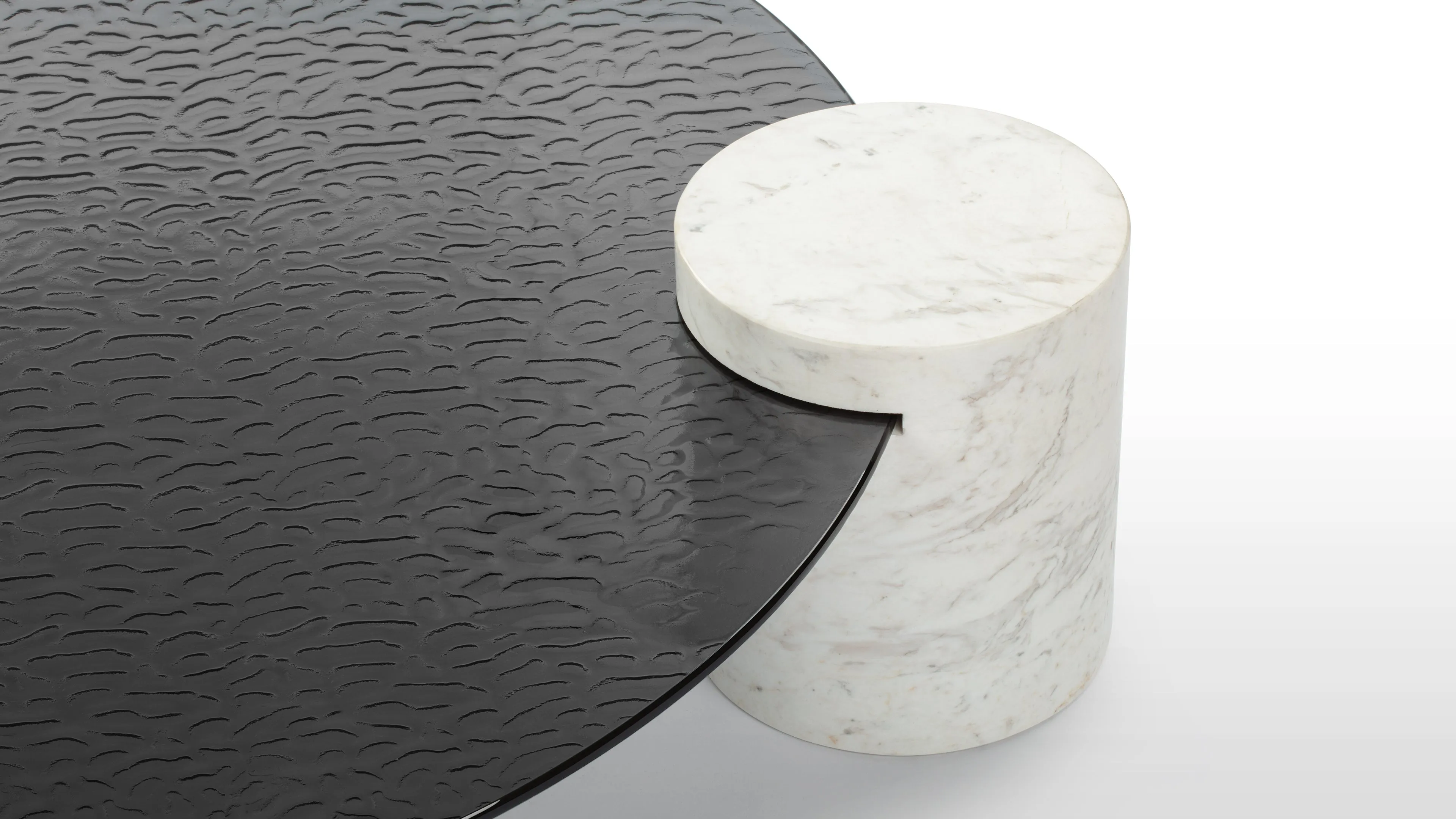 Verre Particulier - Verre Particulier Coffee Table, White Marble and Smoked Glass
