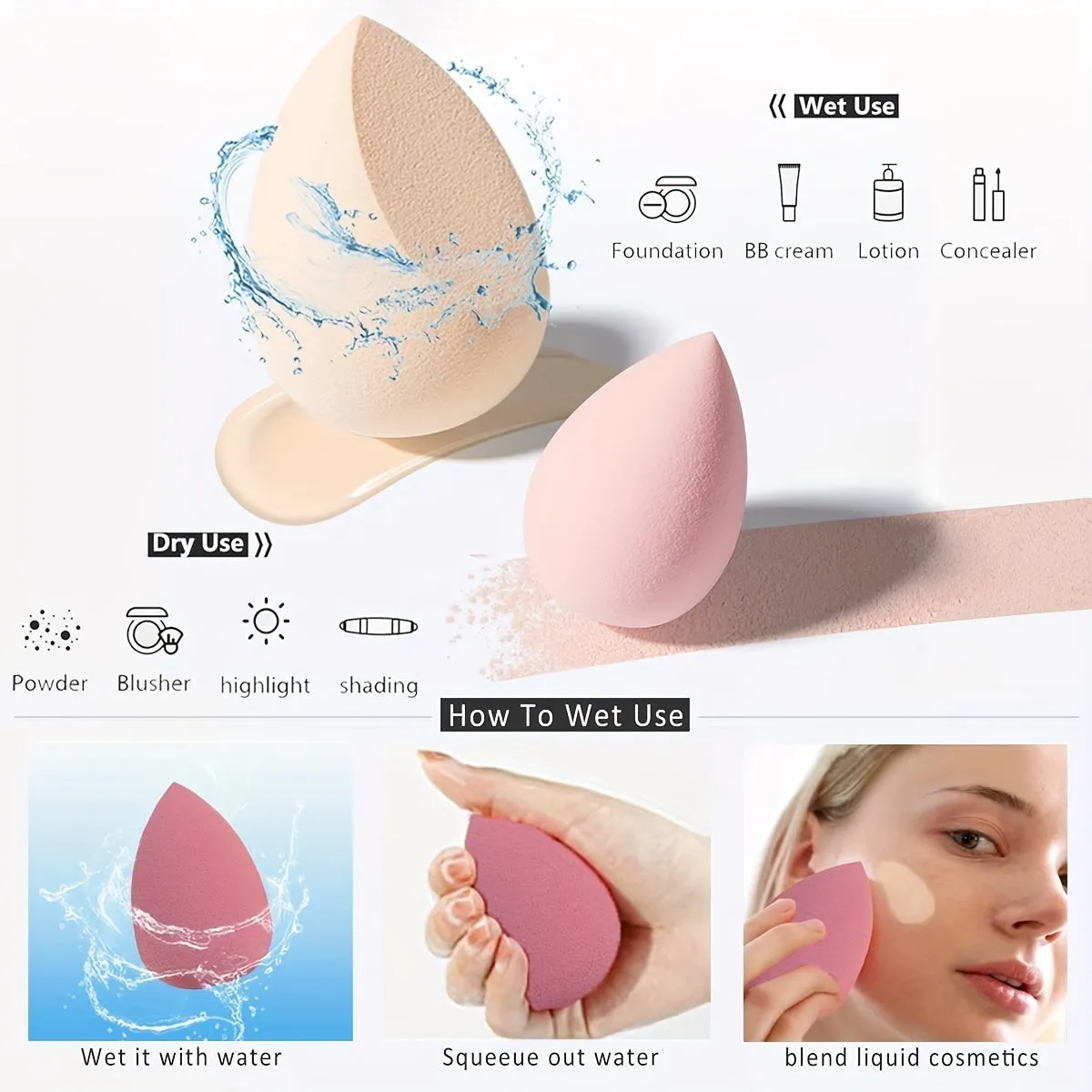 Versatile 4-in-1 Makeup Sponges