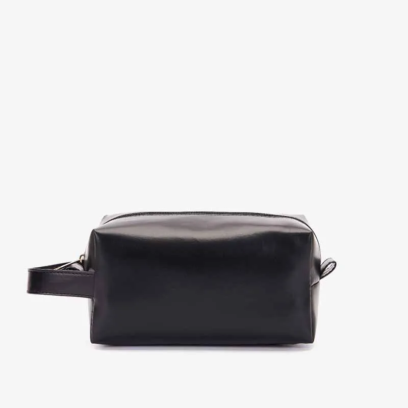 Vintage Vegan Leather Toiletry Bag Womens Portable Travel Makeup Bag