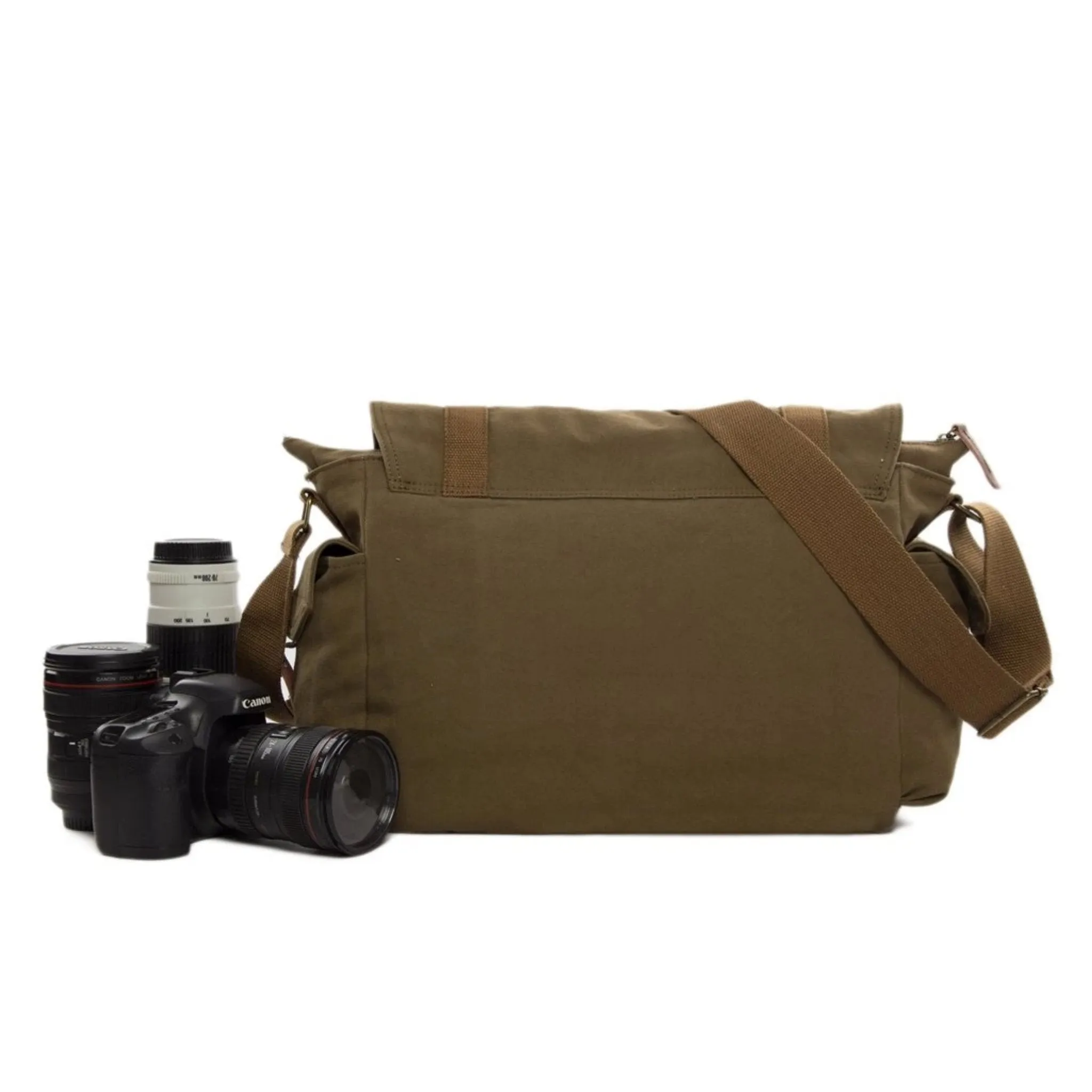 Waxed Canvas Simple DSLR Camera Messenger Bag, Diaper Bag