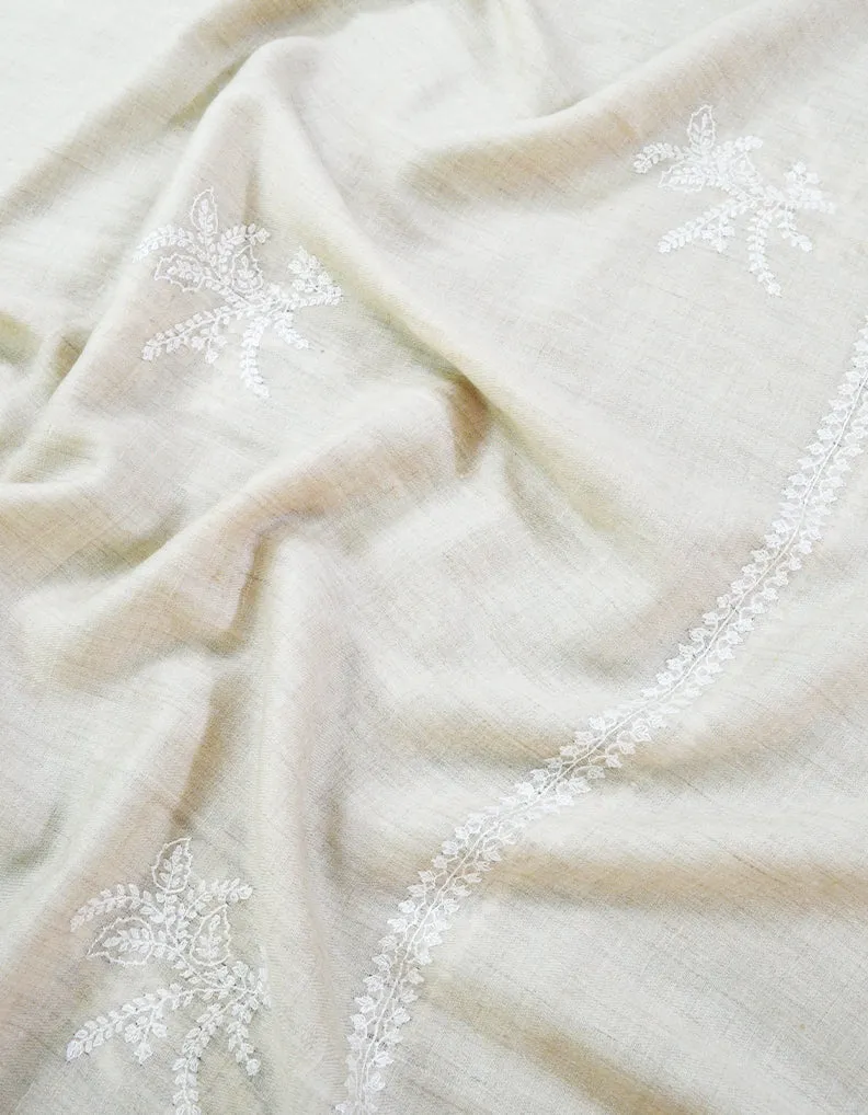 white booti embroidery pashmina shawl 8454