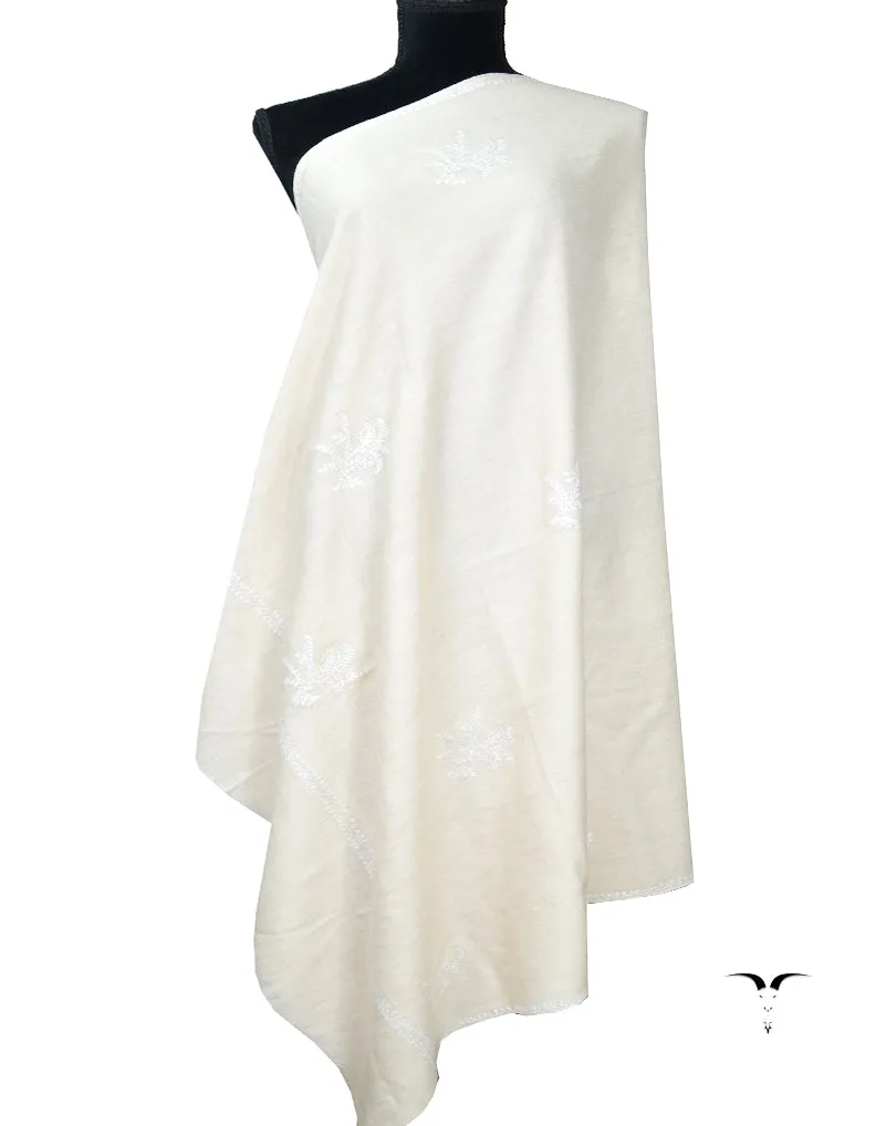 white booti embroidery pashmina shawl 8454
