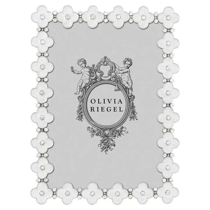 White Enamel Clover 5" x 7" Frame