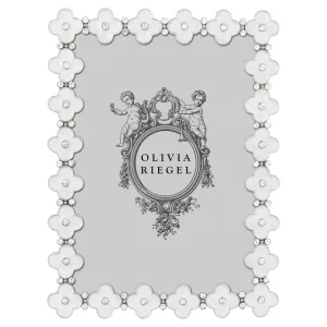White Enamel Clover 5" x 7" Frame