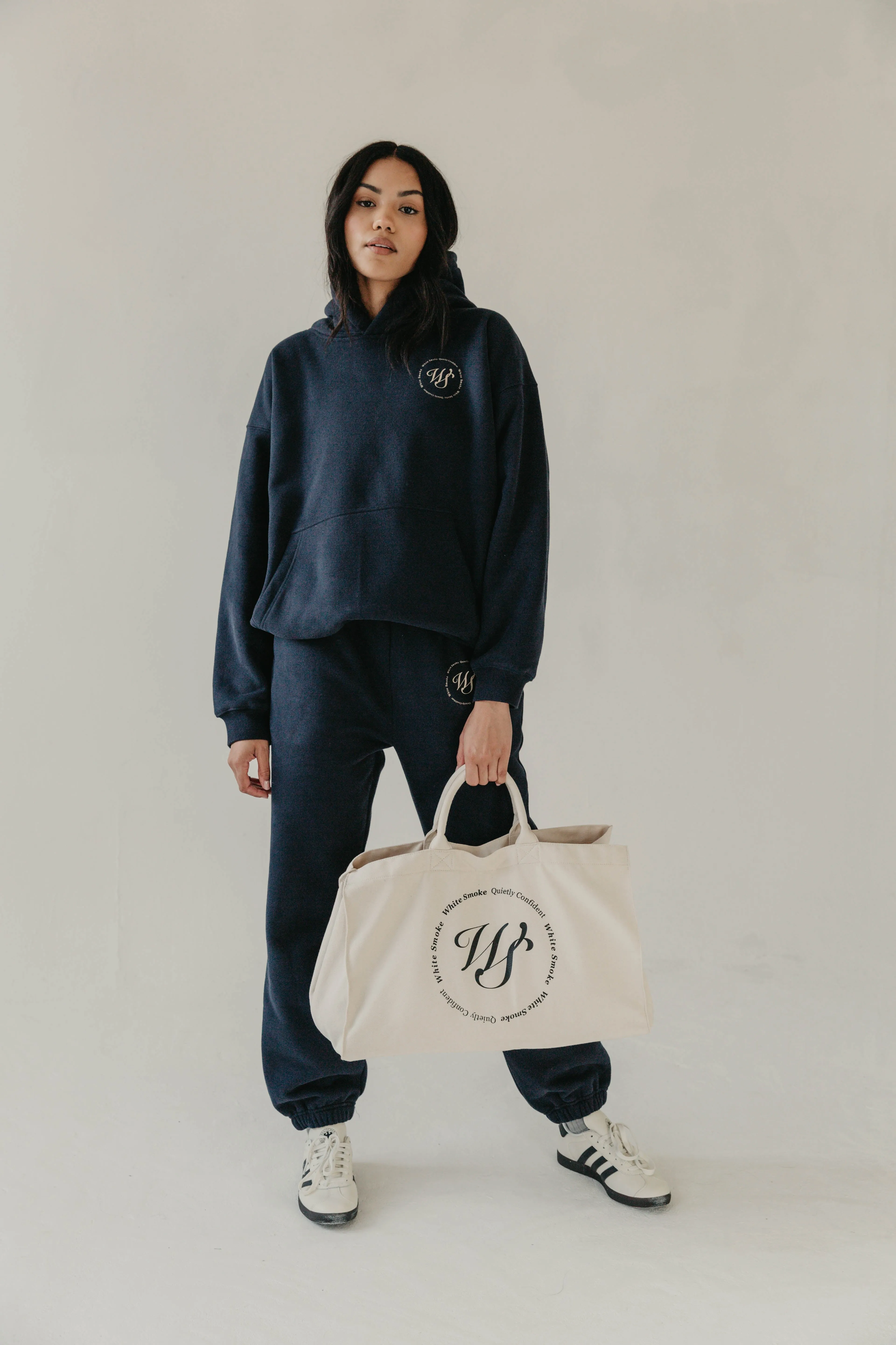 White Handle White Smoke Tote Bag