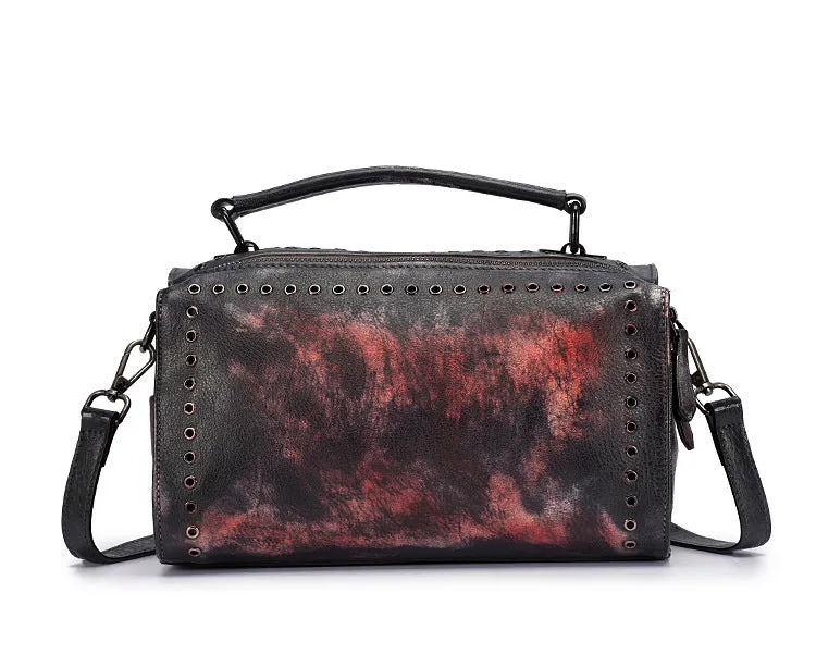 Womens Trendy Shoulder Bags Black Leather Handbag