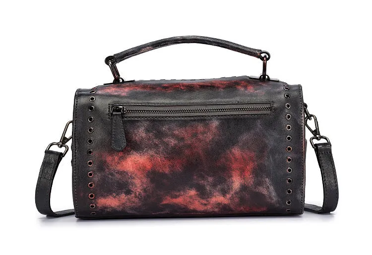 Womens Trendy Shoulder Bags Black Leather Handbag