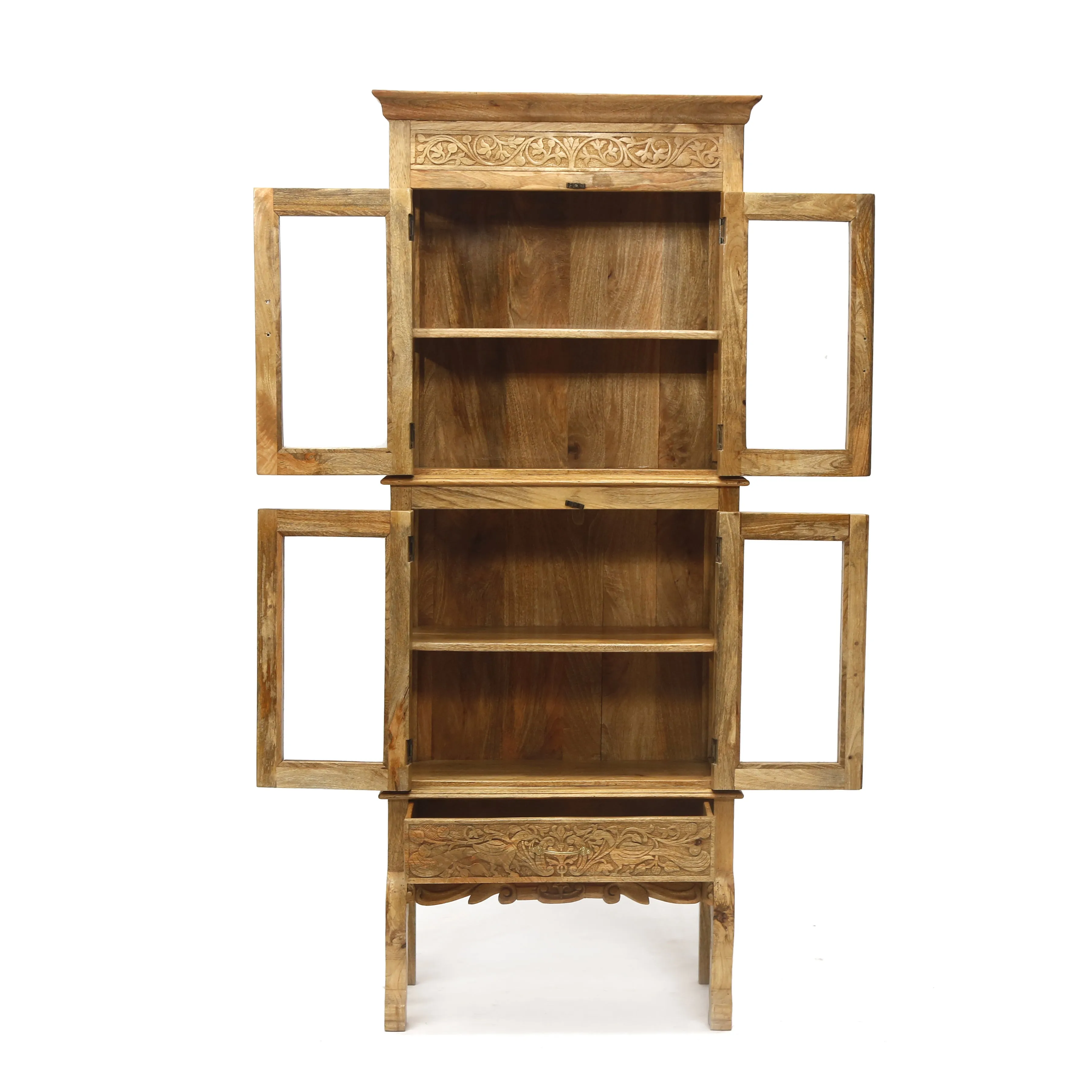 Wooden 2-Part Intricate Designed Cabinet