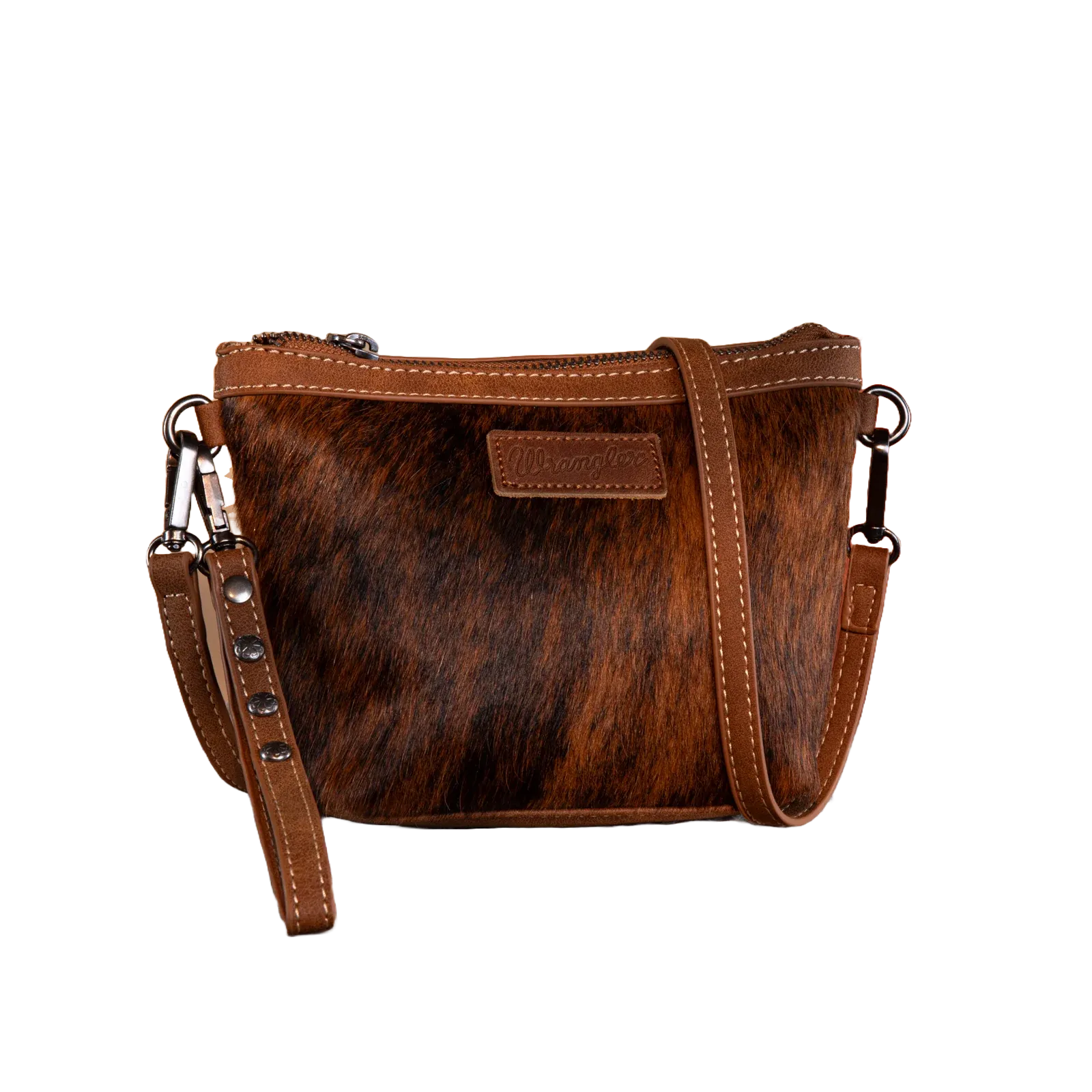 Wrangler Ladies Genuine Hair-On Cowhide Brown Crossbody Bag WG169-1812BR