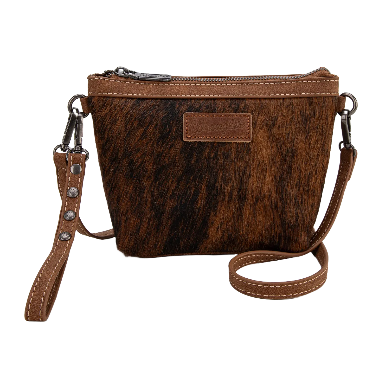 Wrangler Ladies Genuine Hair-On Cowhide Brown Crossbody Bag WG169-1812BR