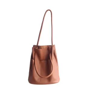 YAAGLE Street-chic Real Leather 2-Piece Set Bucket Handbag YGPD8719