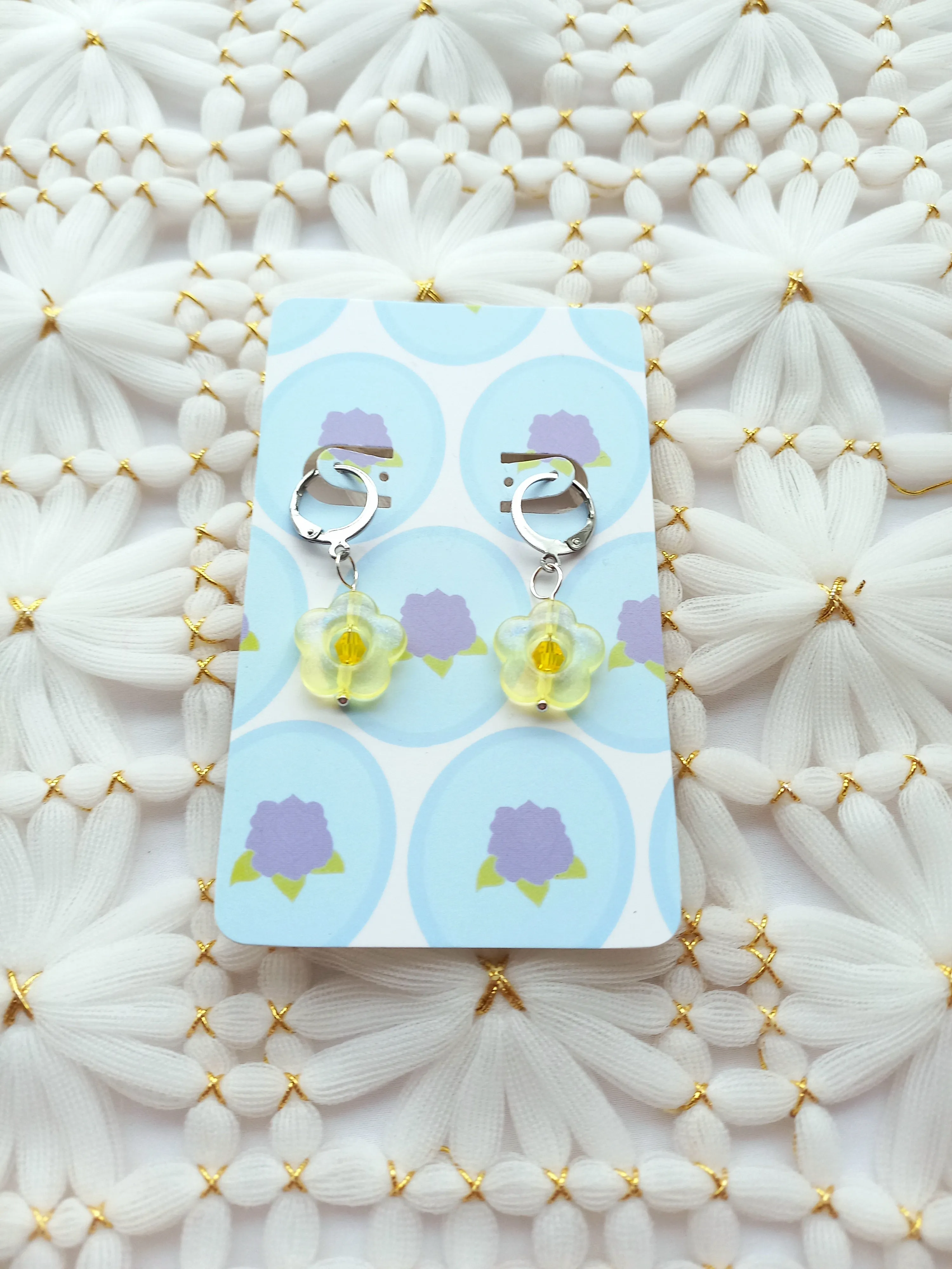 Yellow Acrylic Flower Earrings | Flower Power