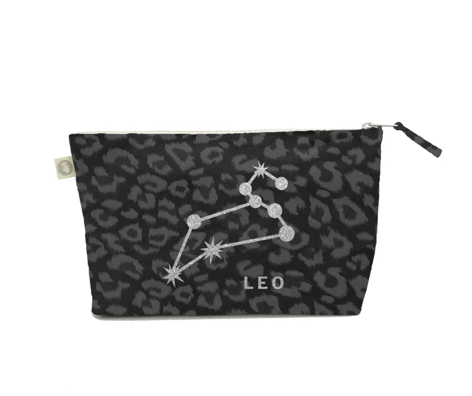 Zodiac Black Leopard Large Makeup Bag  - Leo